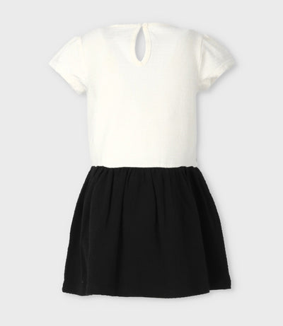 Vestido niña con puntos y estampado 2 años / Negro