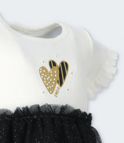 Vestido niña acanalado 2 años / Negro