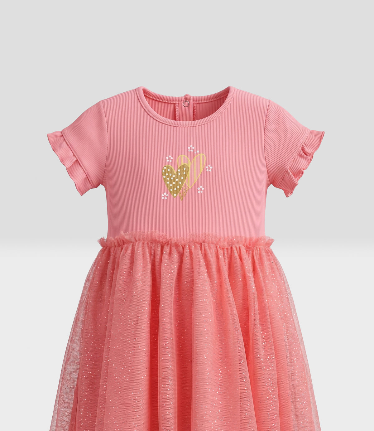 Vestido niña acanalado 2 años / Coral