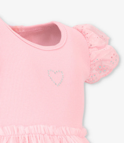 Vestido niña tull borado 2 años / Rosado