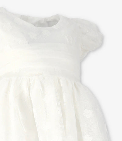 Vestido niña con flores bordadas 2 años / Crudo