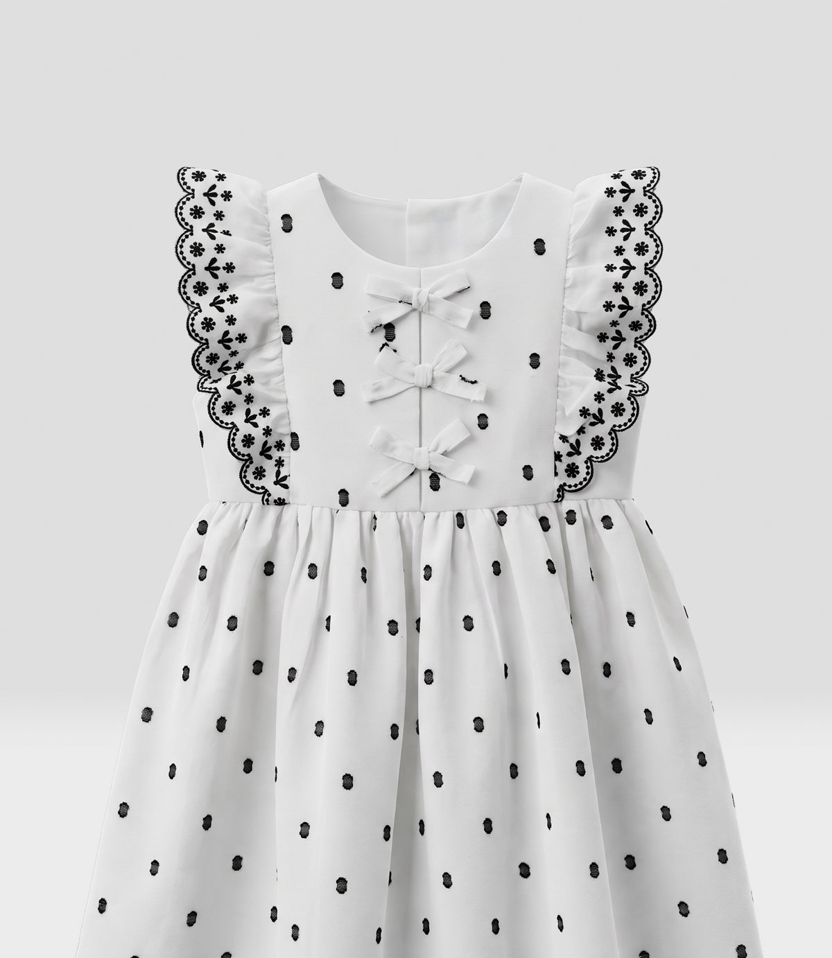 Vestido niña con bordados 2 años / Crudo