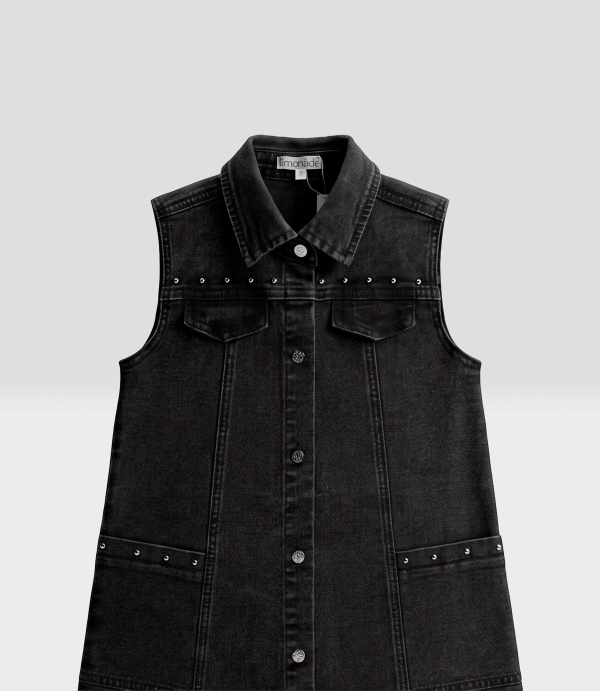 Vestido niña con remaches metálicos 2 años / Negro