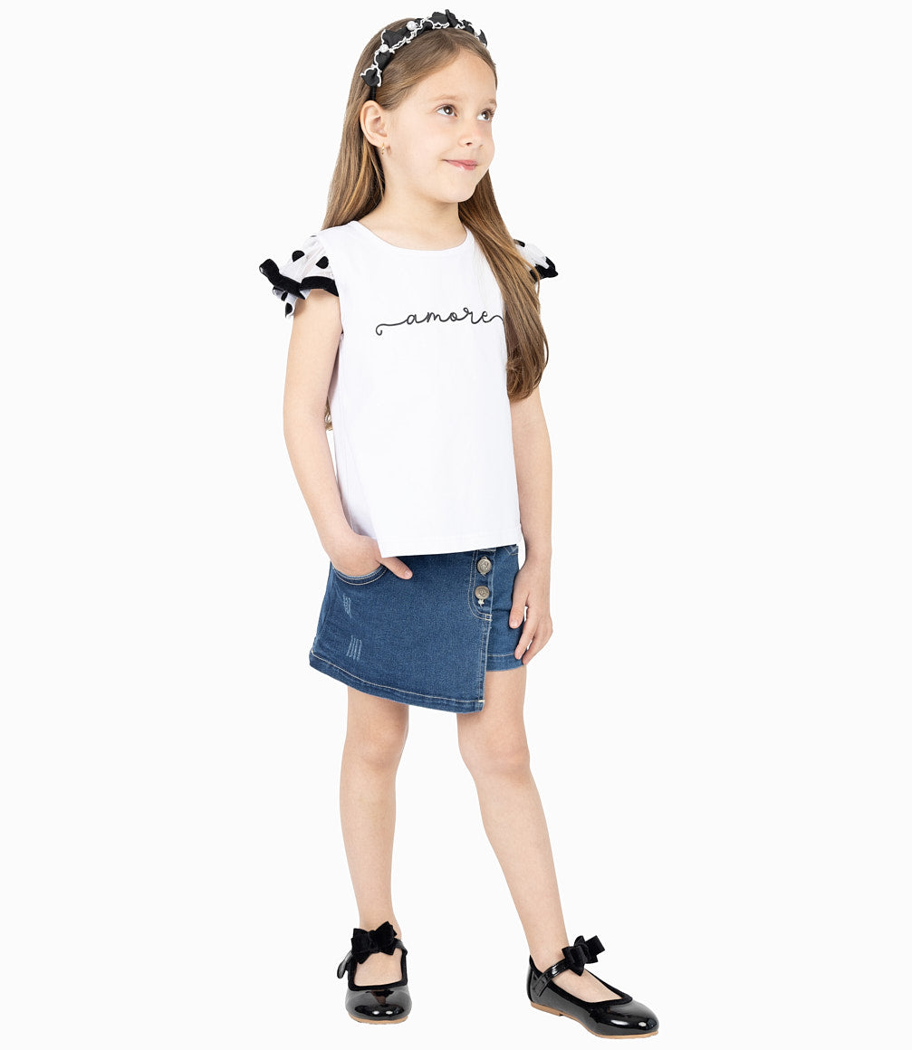 Short Falda Niña Cruzado 2 años / Denim Azul