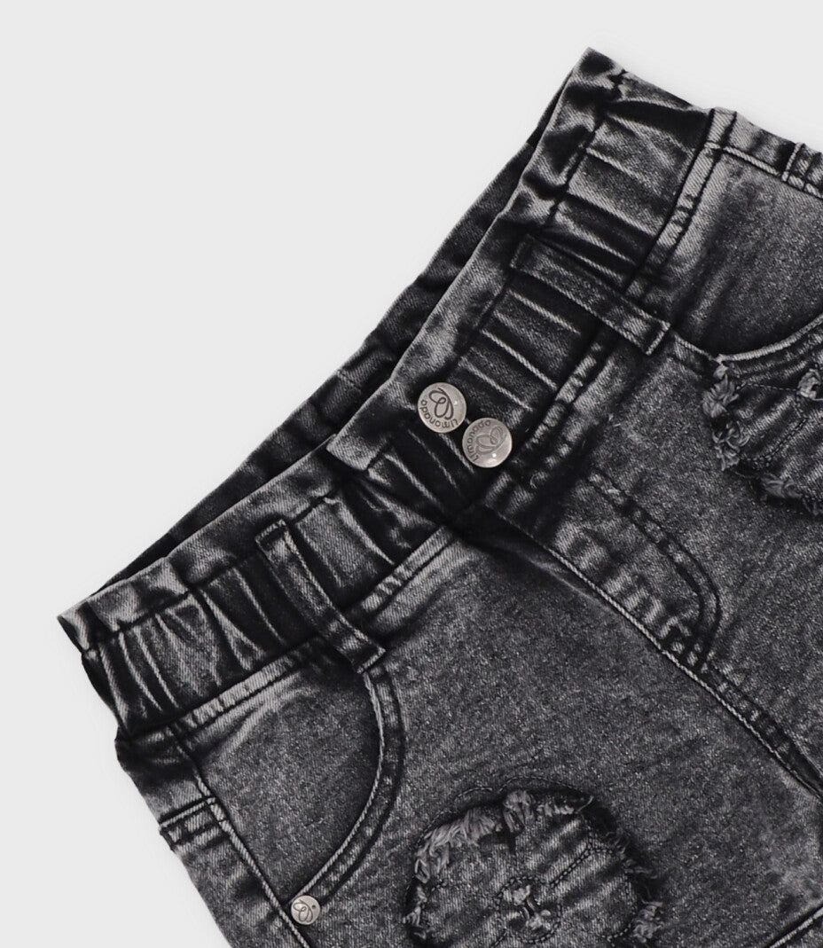 Short niña aplicación de flores 2 años / Negro