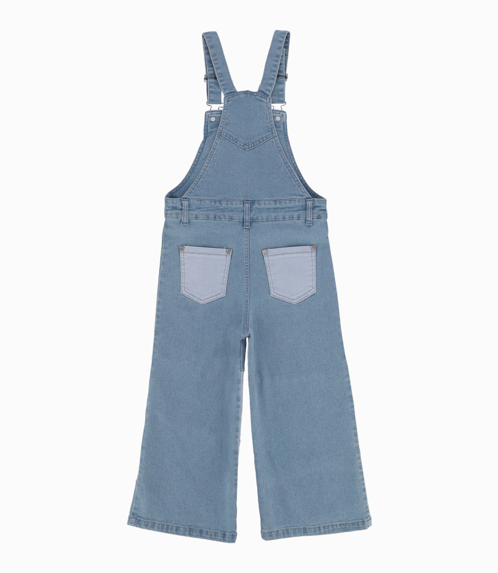 Jardinera Niña Con Cebras Denim Celeste