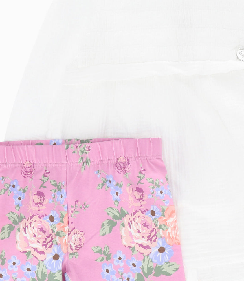 Conjunto niña de polera y calzas 2 años / Blanco