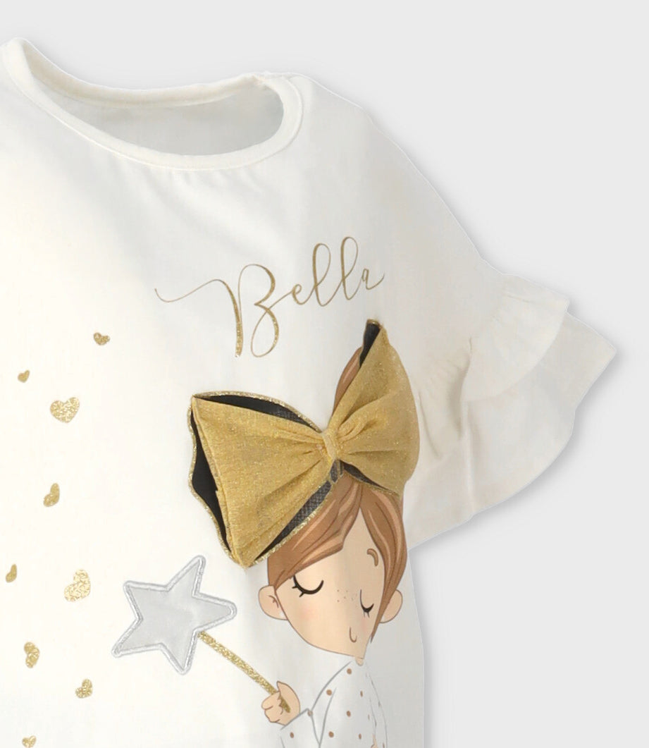 Conjunto niña con estampado y puntos 2 años / Blanco