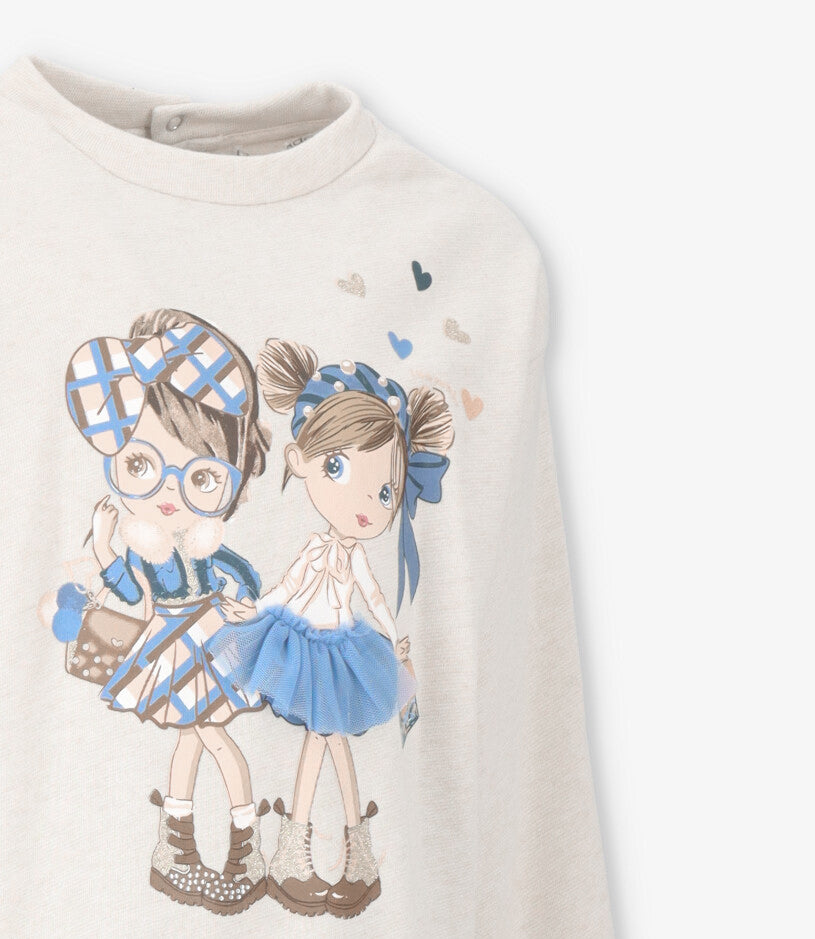 Conjunto niña con estampado 2 años / Azul Marino