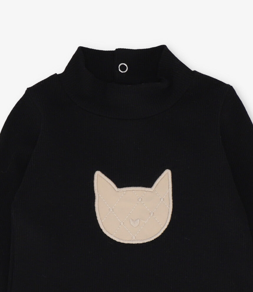 Polera bebé con gato 3 meses / Negro