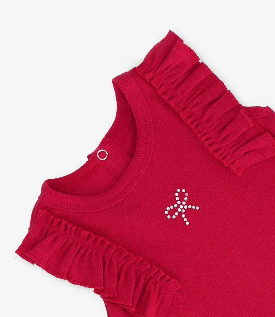 Polera bebé acanalada con vuelos 3 meses / Rojo