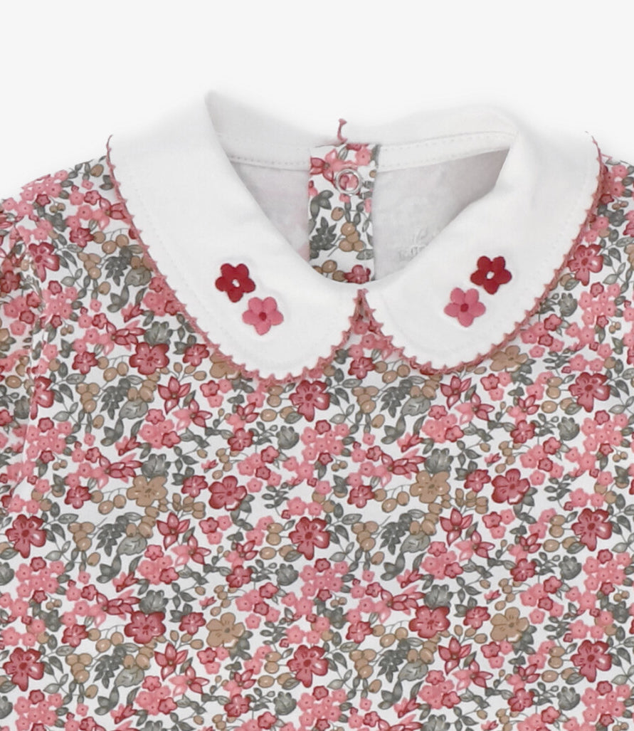 Body bebé floreado 3 meses / Coral