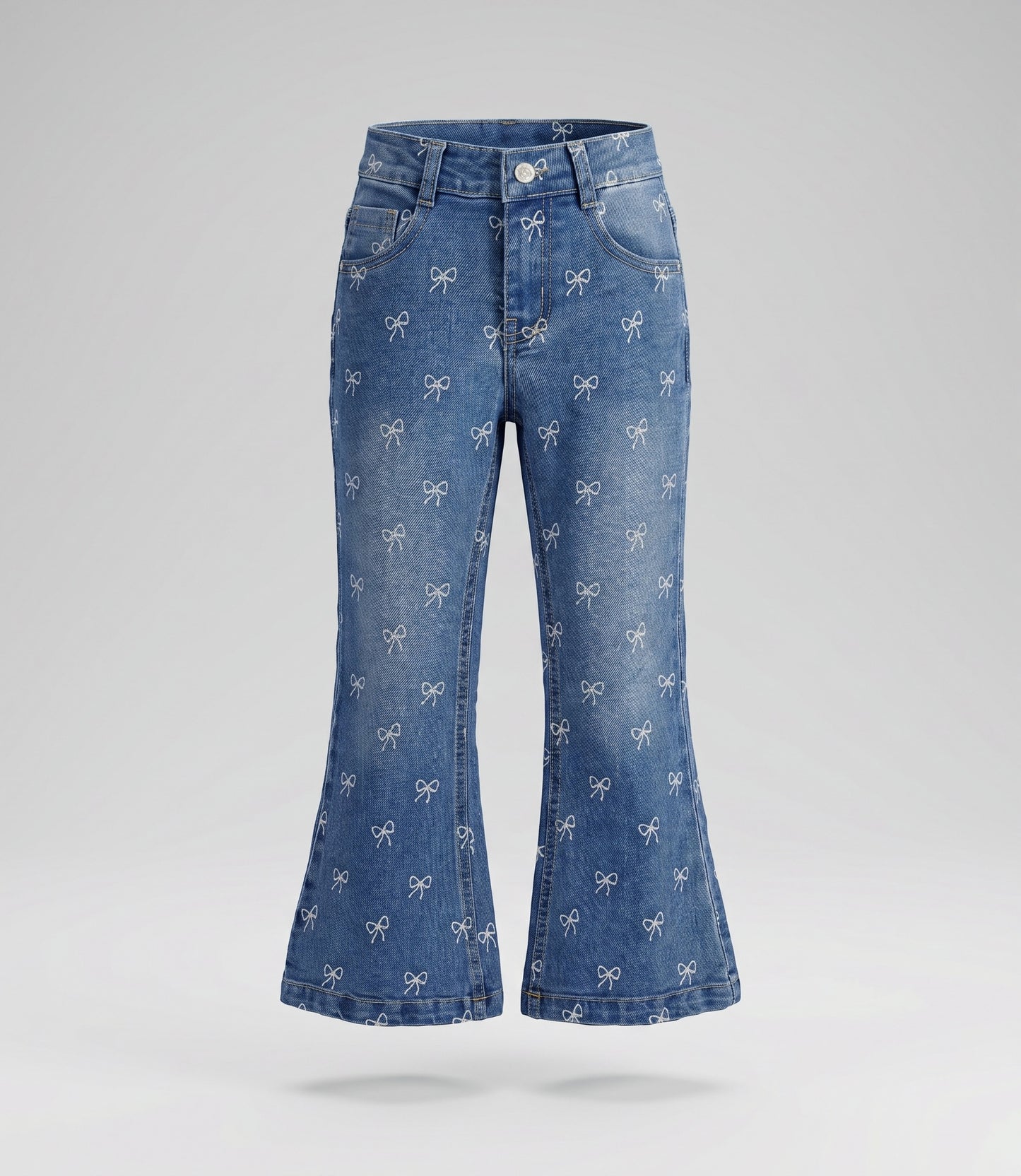 Jeans bebé flare con lazos