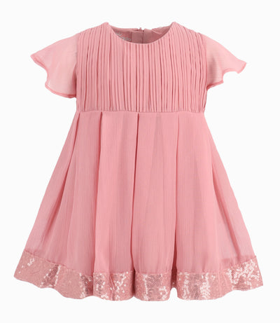 Vestido Bebé Con Vuelos 3 meses / Palo Rosa