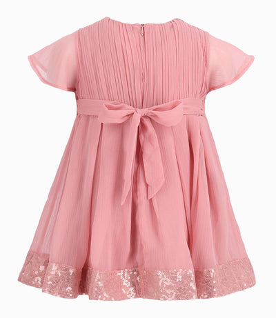 Vestido Bebé Con Vuelos 3 meses / Palo Rosa