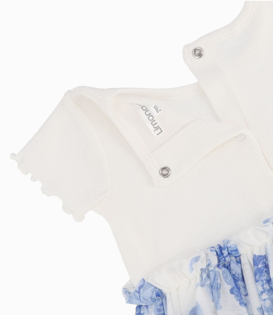 Vestido Bebé Con Flores 3 meses / Celeste