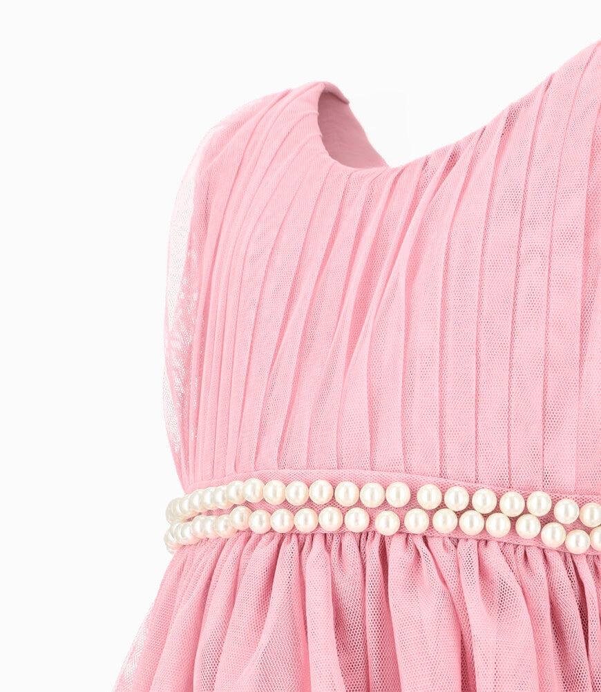 Vestido bebé niña con perlas 3 meses / Palo Rosa