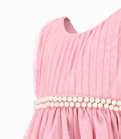 Vestido bebé niña con perlas 3 meses / Palo Rosa