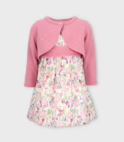 Vestido bebé floreado con bolero 3 meses / Blanco