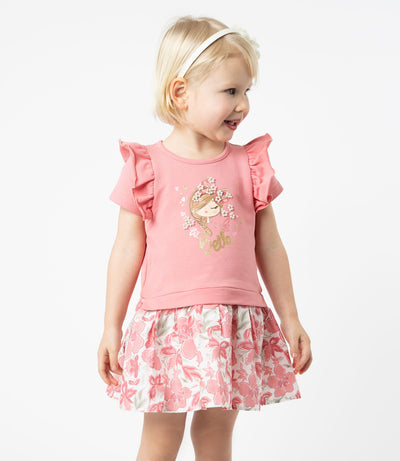 Vestido bebé con flores y estampado