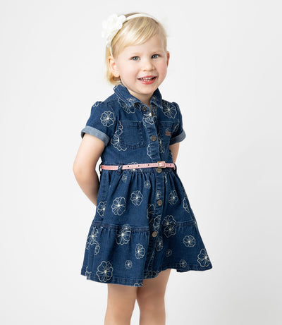 Vestido bebé de denim con flores