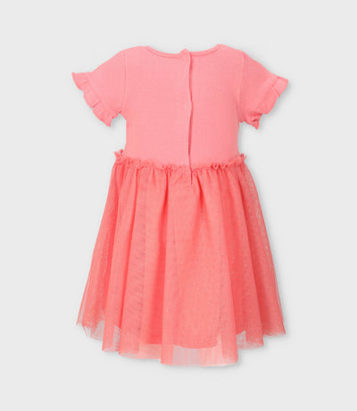 Vestido bebé acanalado 3 meses / Coral