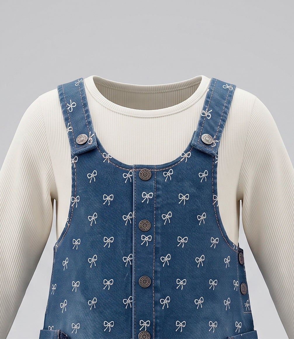 Vestido bebé jardinera de denim con polera 3 meses / Azul Marino