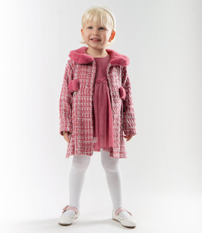 Conjunto bebé niña de vestido y abrigo