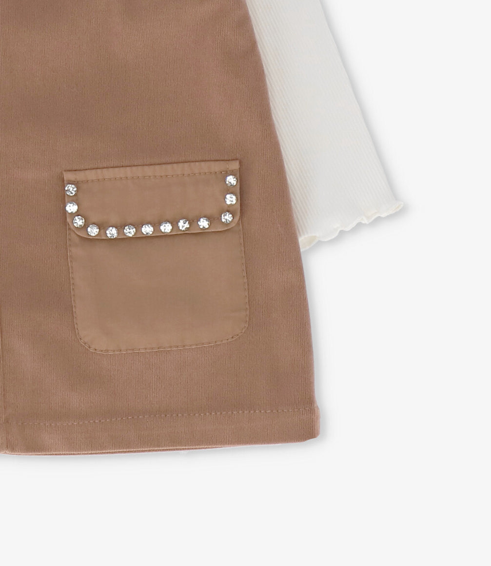 Vestido bebé de cotelé 3 meses / Beige