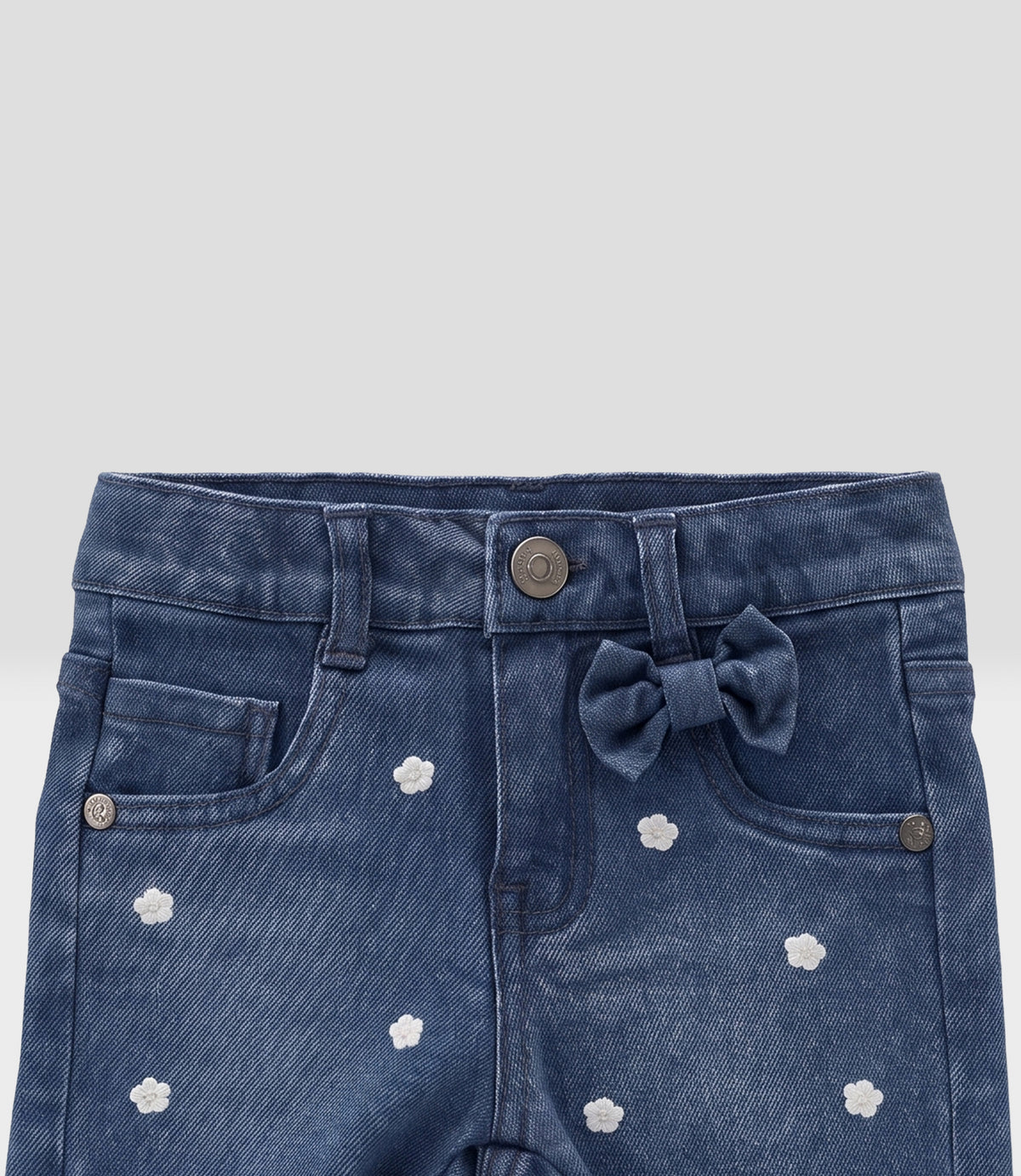 Short bebé con flores bordadas 3 meses / Azul Marino