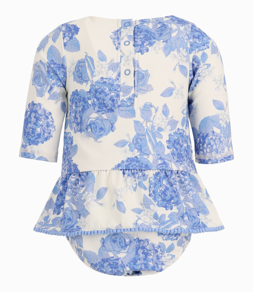 Traje De Baño Bebé Floreado 3 meses / Celeste
