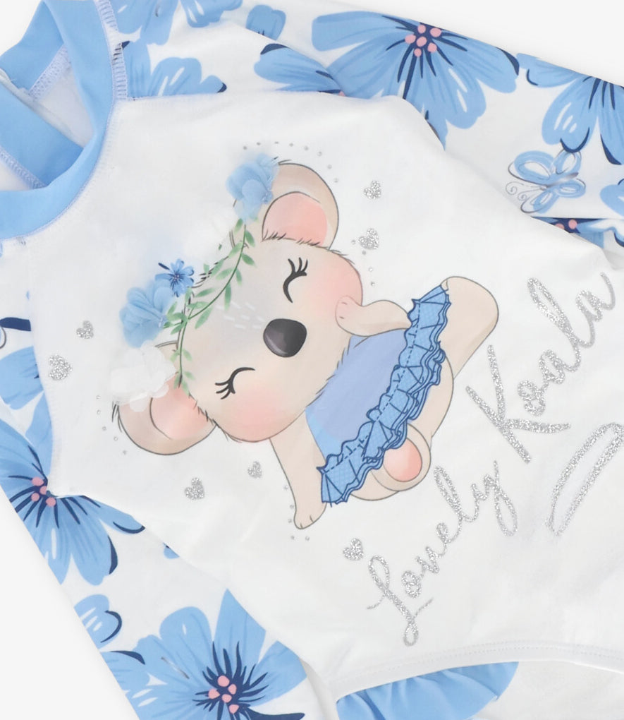 Traje de baño bebé floreado con koala