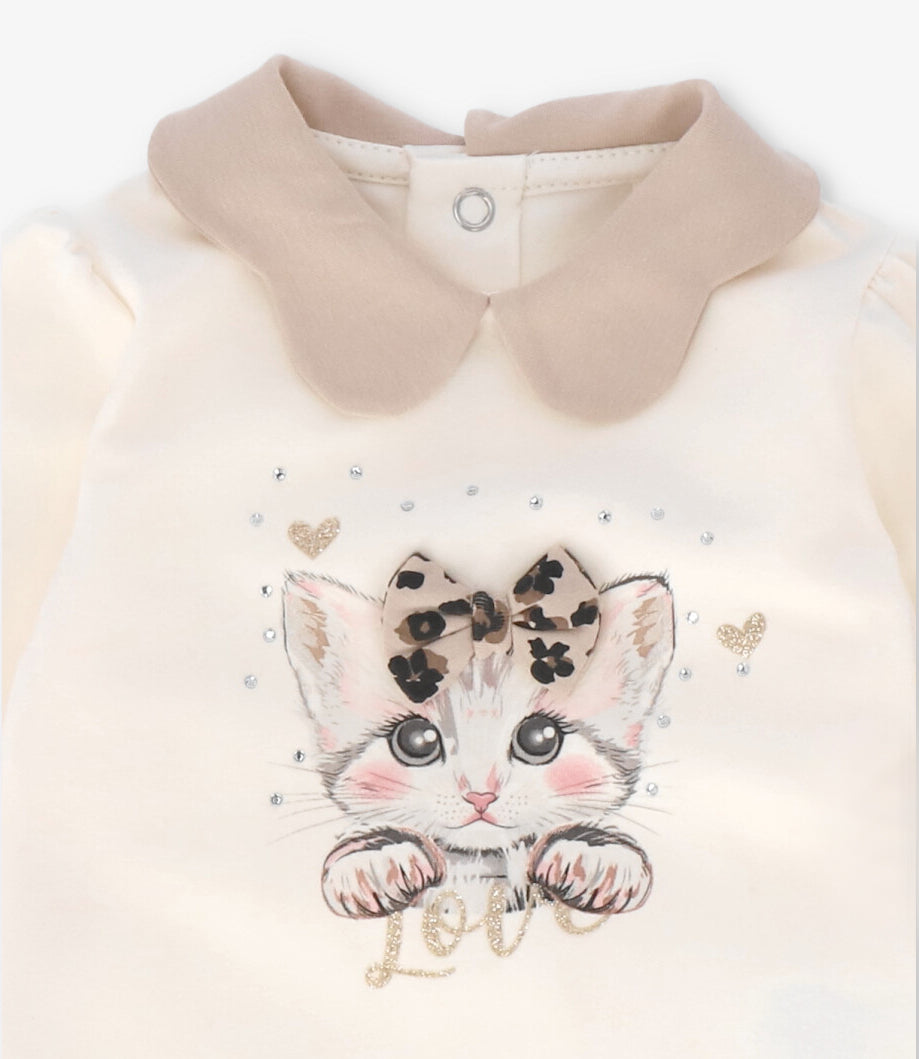 Body recien nacida con gatito 0 meses / Beige