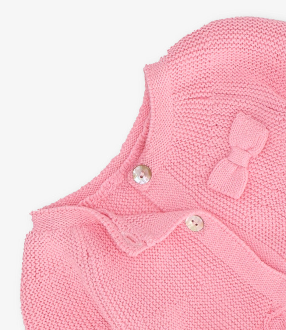 Chaleco recién nacida con lazo y vuelos 0 meses / Rosado