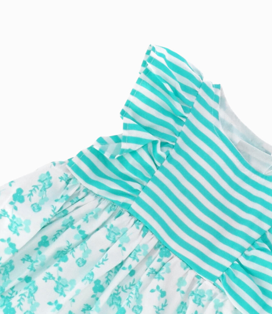 Vestido Recién Nacida Con Flores Y Rayas 0 meses / Menta