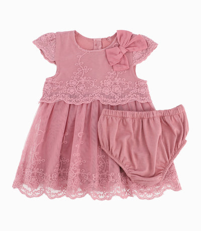 Vestido Recién Nacida Con Flores 0 meses / Palo Rosa