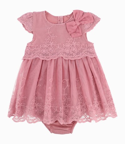 Vestido Recién Nacida Con Flores 0 meses / Palo Rosa