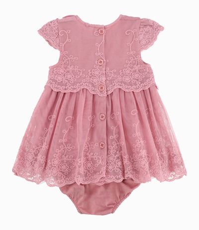 Vestido Recién Nacida Con Flores 0 meses / Palo Rosa