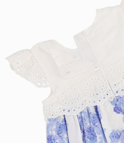 Vestido Recién Nacida Con Flores 0 meses / Celeste