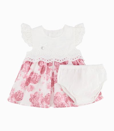 Vestido Recién Nacida Con Flores 0 meses / Palo Rosa