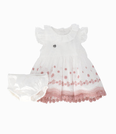 Vestido recién nacida bordado 0 meses / Blanco