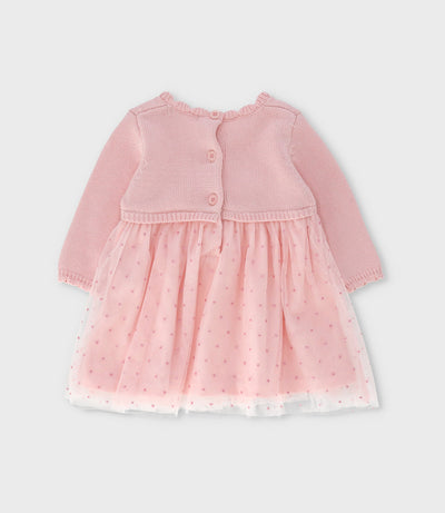 Vestido recién nacida con flores y lazo 0 meses / Rosado