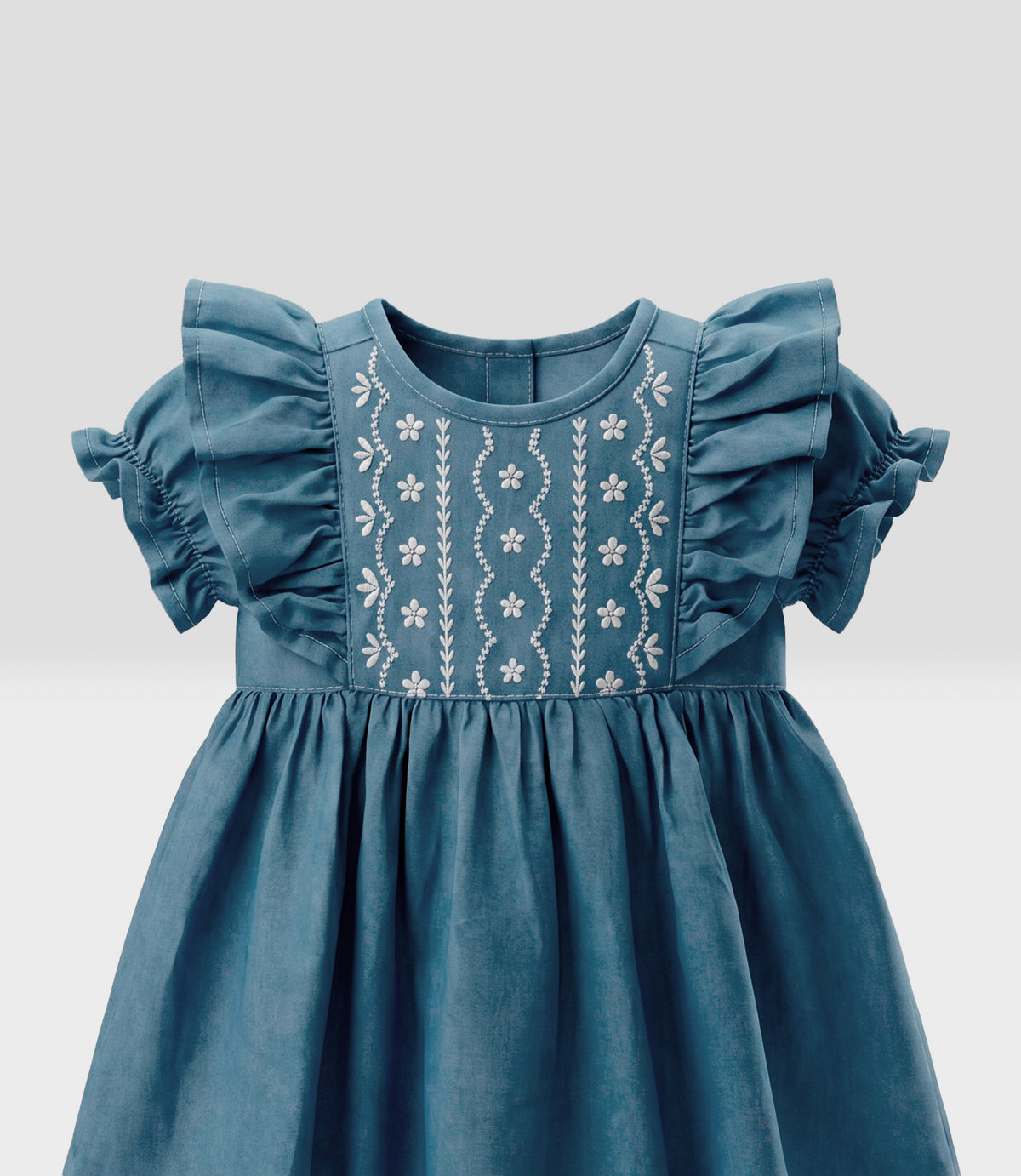 Vestido recién nacida de denim 0 meses / Celeste