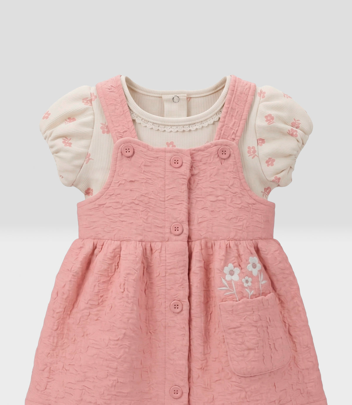Vestido recién nacida con body 0 meses / Coral