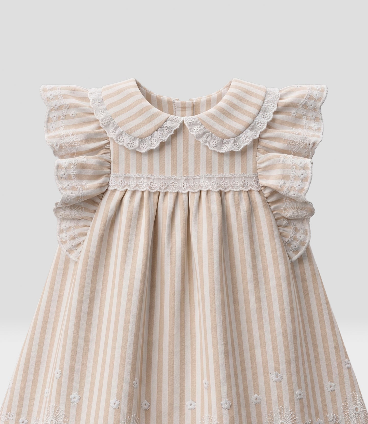 Vestido recién nacida con bordado 0 meses / Beige