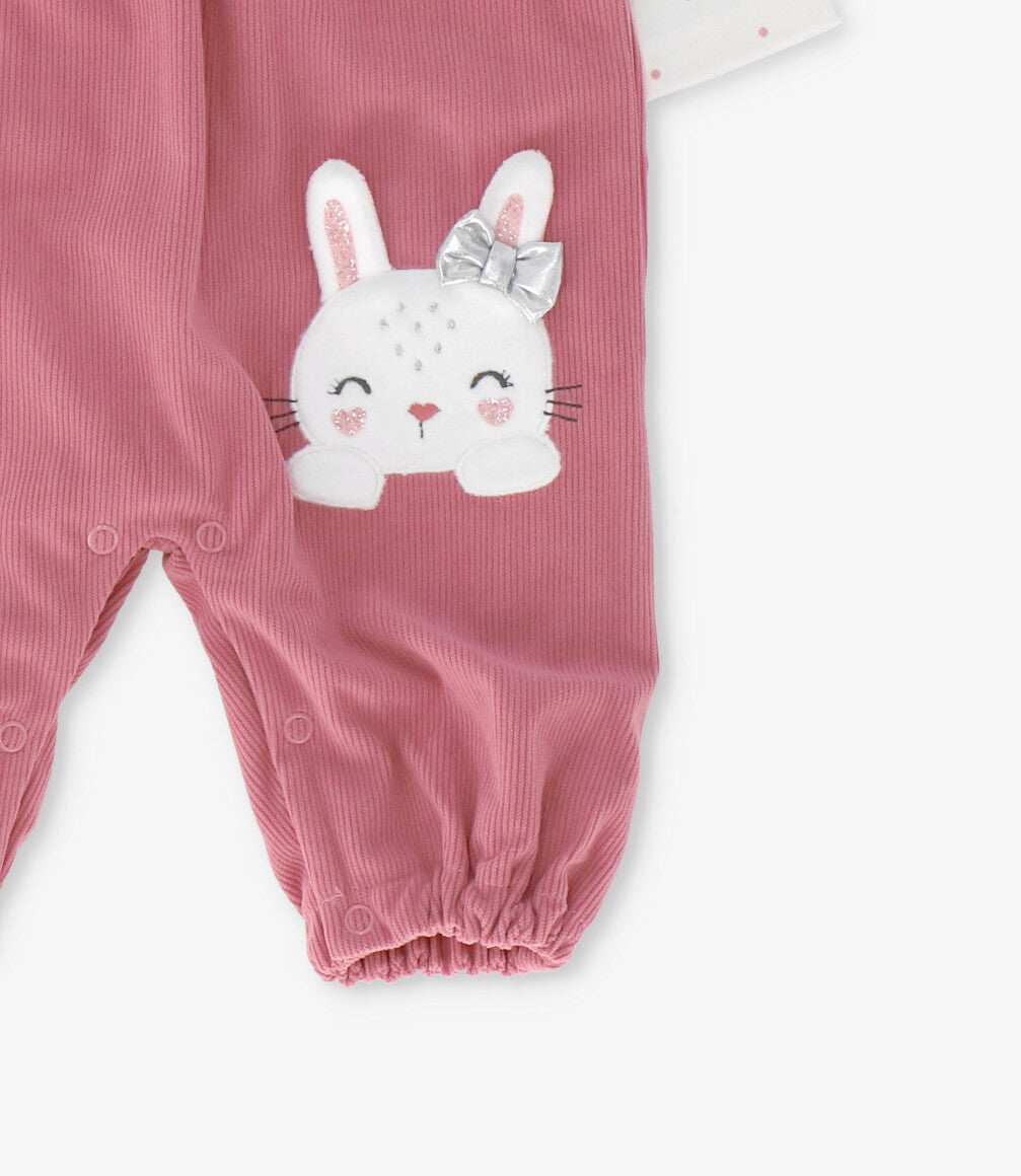 Jardinera recién nacida con vuelos y conejos 0 meses / Coral