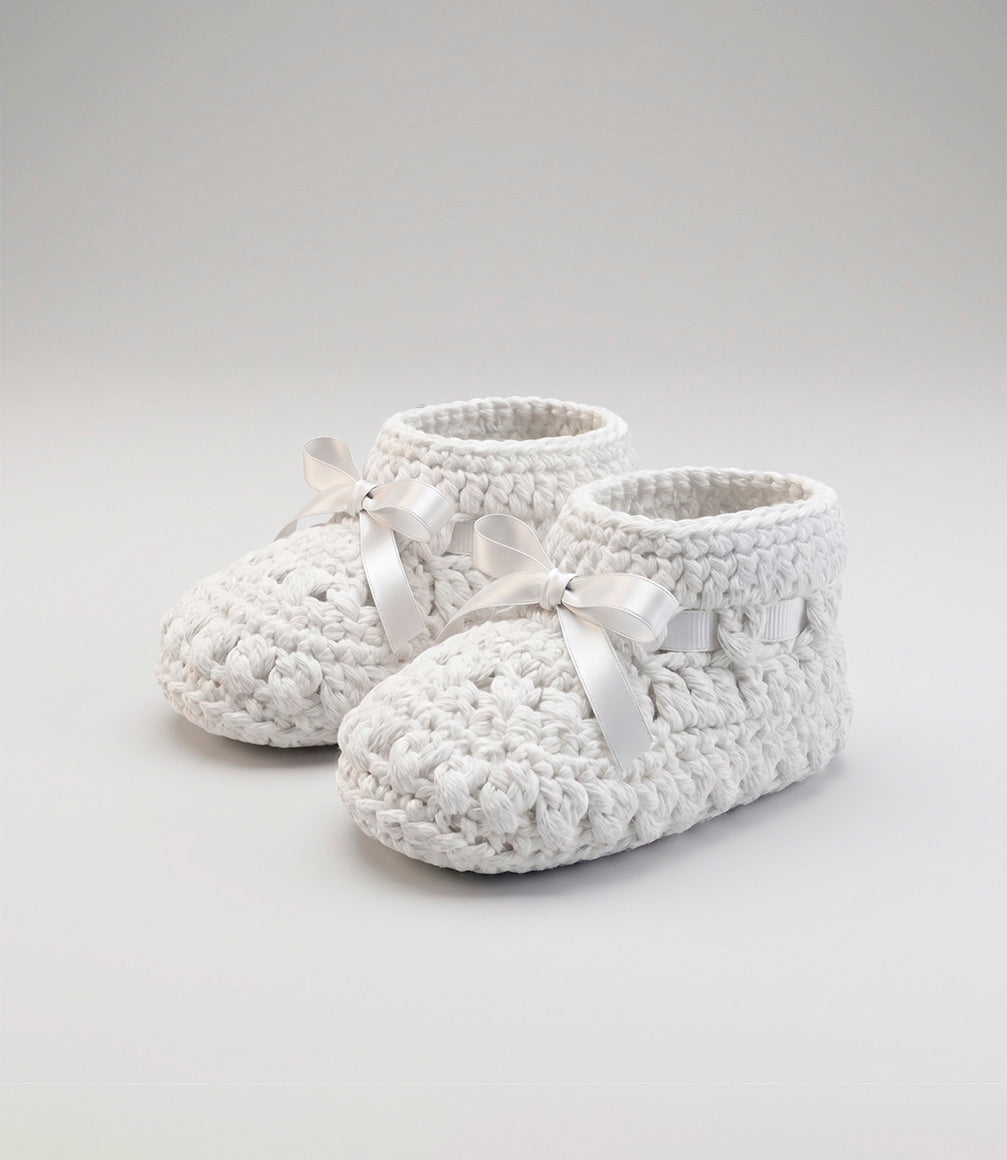 Pantuflas recién nacida tejida Talla única / Blanco