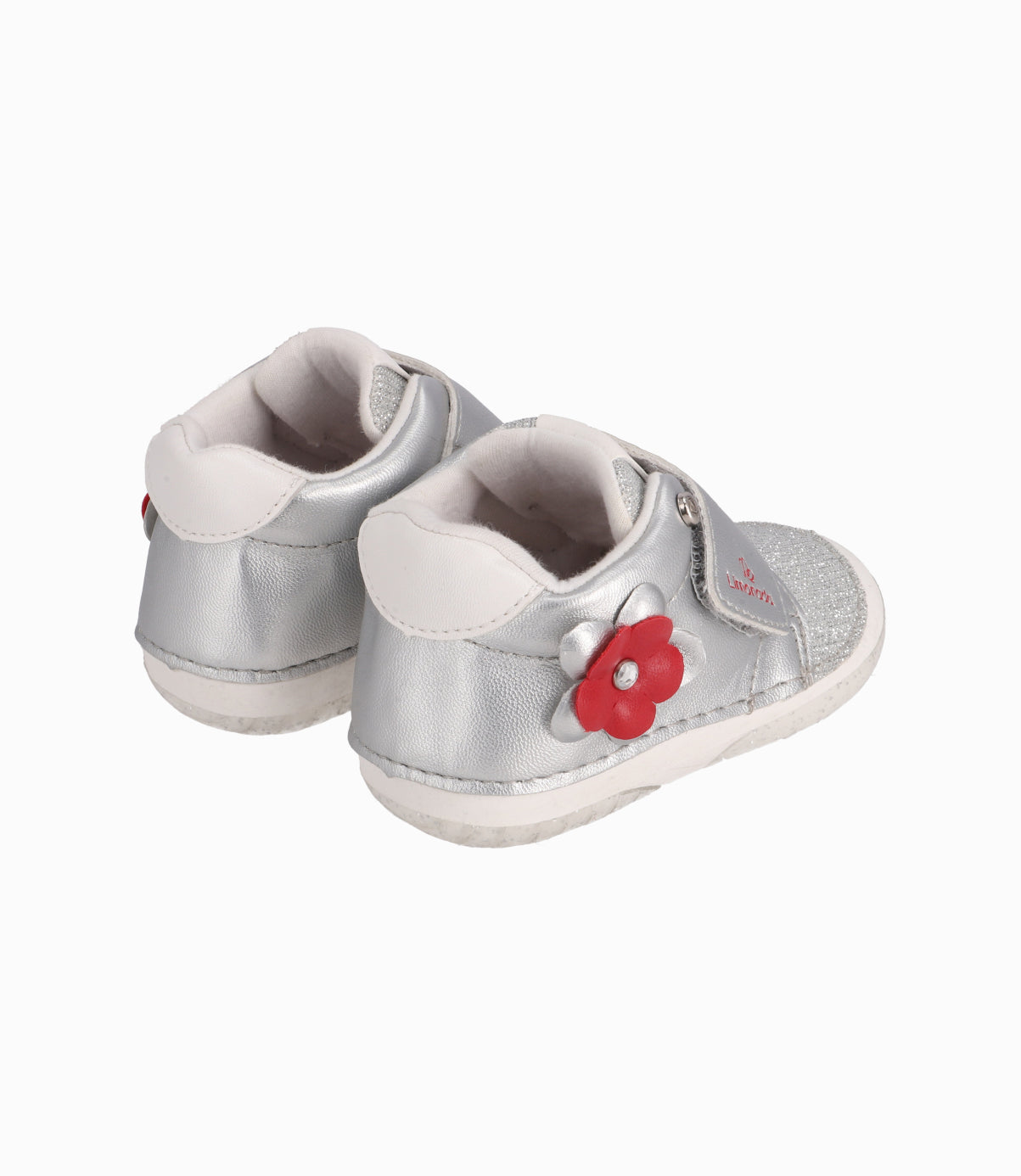 Zapatilla Recién Nacida Con Flor Plateado 16 / Plateado