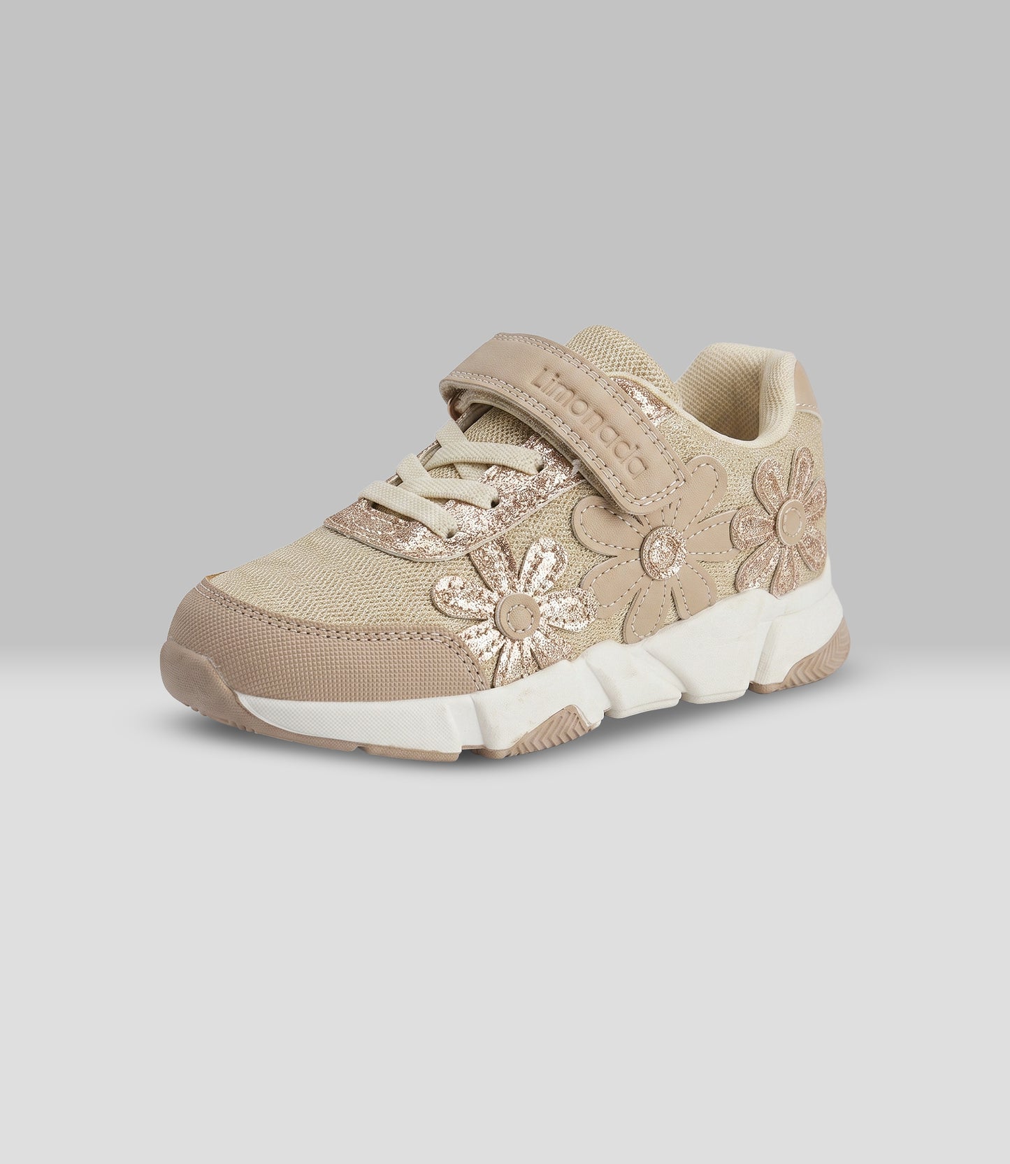 Zapatilla bebé con flores 19 / Beige