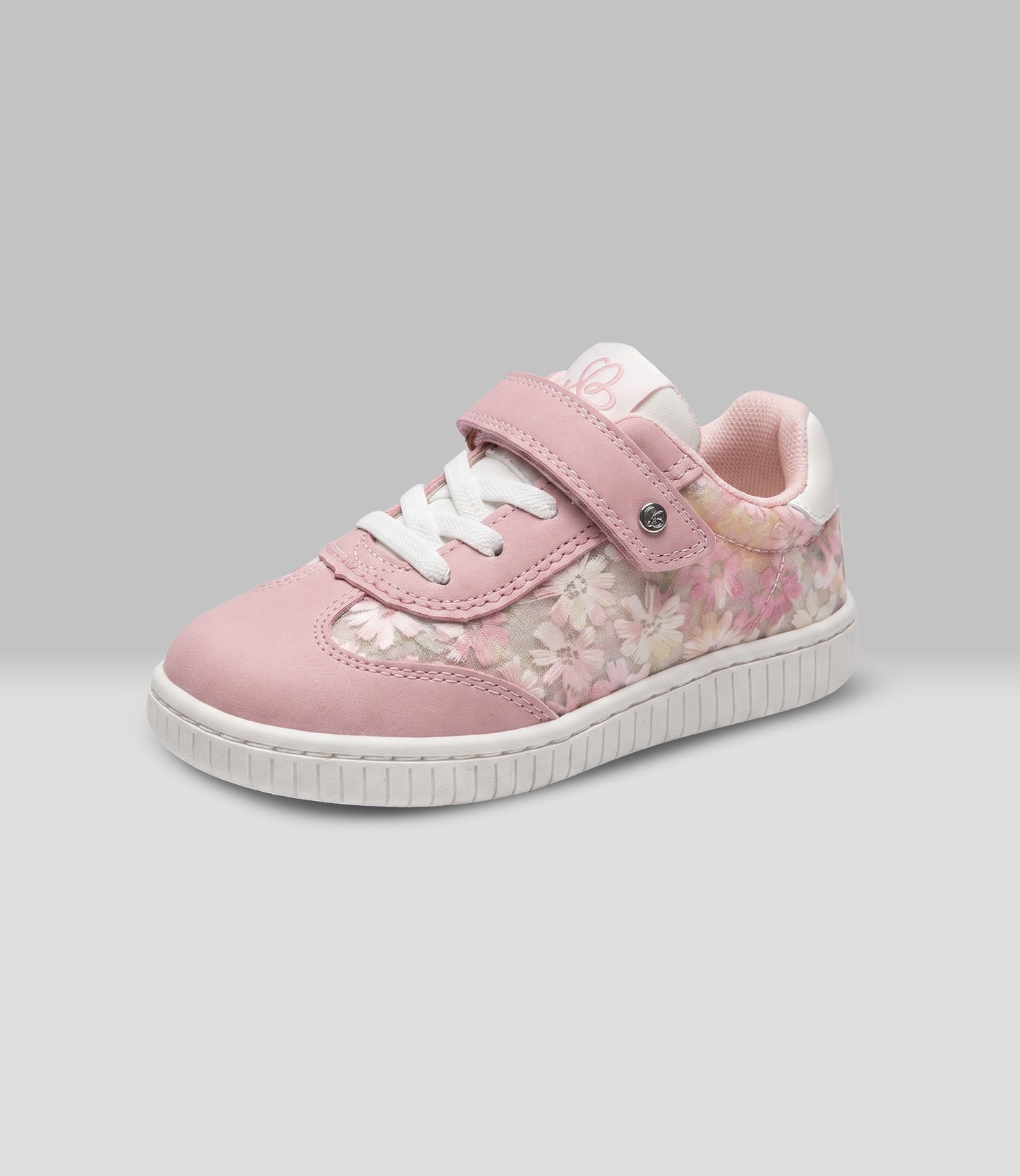 Zapatilla bebé floreada 19 / Rosado